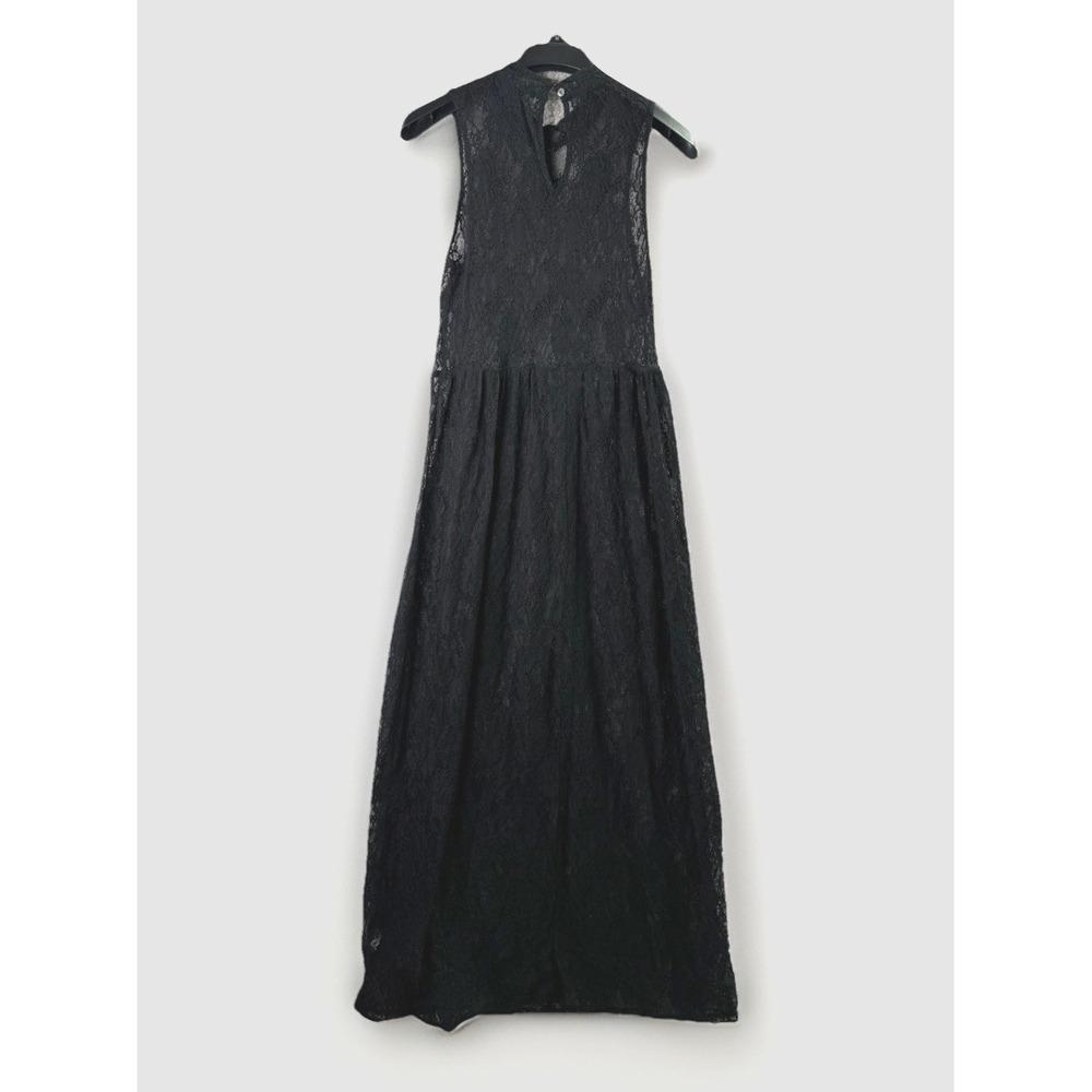 Whimsigoth Black Lace Maxi Dress Size‎ M Romantic Gothic Sheer Overlay Y2K